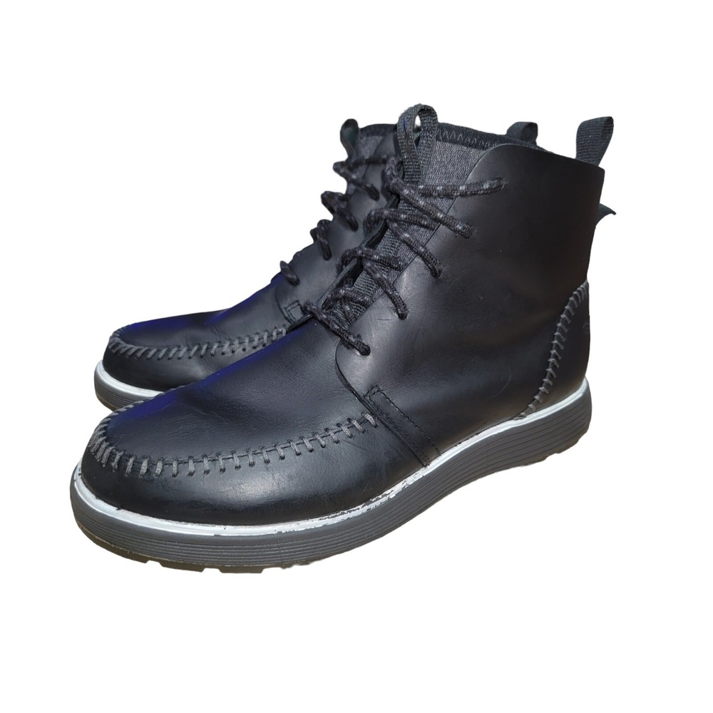 Chaco Dixon Men's Black Leather Mid Casual Comfort Chukka Boots Size 8 - Picture 2 of 11